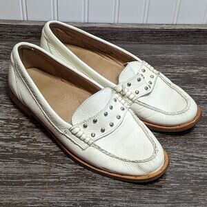 Weejuns Women's Cream White Leather Slip On Comfort Loafer Size 8 M